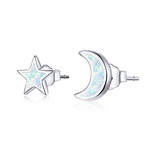 Cercei argint Luna si Luceafarul cu Opal