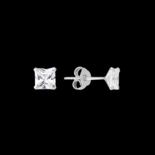 Cercei argint Solitaire cu zirconii de 5 mm