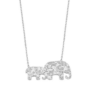 Colier argint cu elefanti, placat cu rodiu