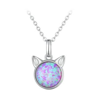 Colier argint pisica opal
