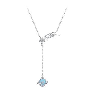 Colier argint Planeta si Opal