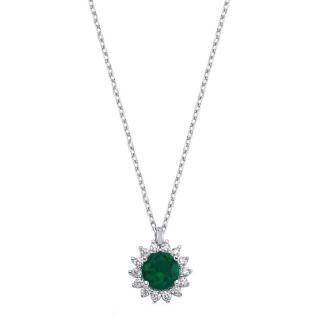 Colier argint Solitaire cu zirconiu emerald