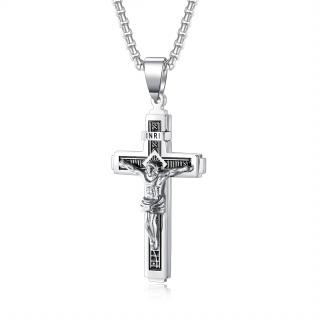 Colier inox crucifix 55 cm