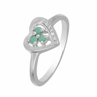 Inel argint inima cu 3 pietre de Smarald (Emerald) - IVA0107