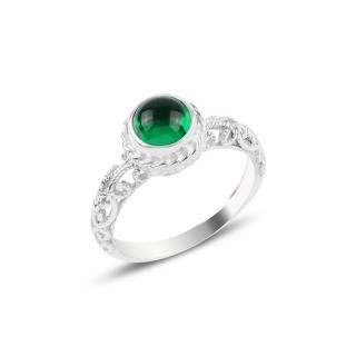 Inel argint Solitaire cu zirconiu verde