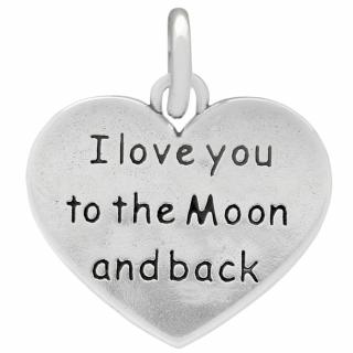 Pandant argint 925 cu doua fete I love you to the Moon and back PSX0633 - Be In Love