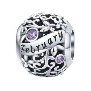 Talisman argint luna Februarie cu zirconiu