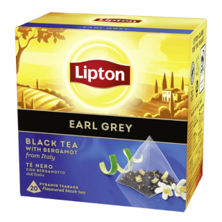 LIPTON CHAI Ceai Negru Earl Grey cu Bergamota Piramide 20 plicuri