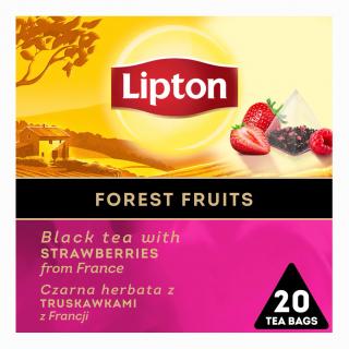 LIPTON Forest Fruit Ceai Negru cu Capsuni Piramide 20x2.1g