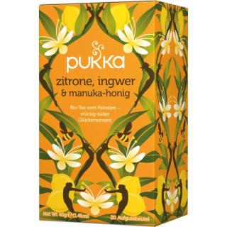 PUKKA Ceai Bio Organic cu Lamaie, Ghimbir si Miere Manuka 20 Plicuri