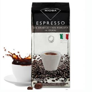RIOBA Caffe Espresso 55% Arabica 45% Robusta Cafea Boabe 1Kg