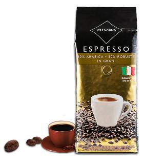 RIOBA Caffe Espresso 80% Arabica 20% Robusta Cafea Boabe 1Kg