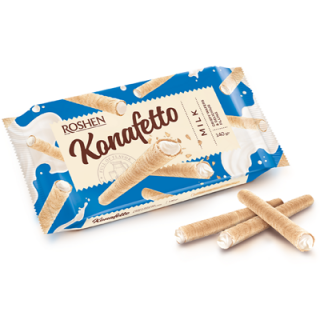 ROSHEN Konafetto Rulouri de Napolitana cu Crema de Lapte 140g