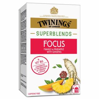 TWININGS Ceai Superblends Focus cu Mango, Ananas si Ginseng 18x2g