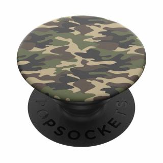 Accesoriu de telefon si tableta PopSockets, suport PopGrip cu fixare durabila,  Woodland Camo