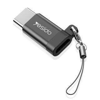 Adaptor Micro-USB la Type-C OTG Yesido GS04, plug  play, 480Mbps, negru