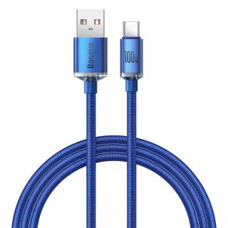 Cablu date Crystal Shine USB to Type-C, 100 W, 2 m, Albastru