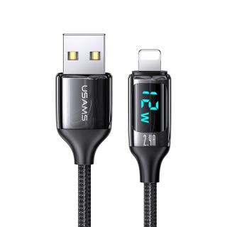 Cablu Date Incarcare USAMS U78, USB tip Lightning, Incarcare Rapida. PD, Afisaj Digital, Lungime 1,2m, Negru - 5399