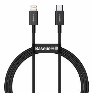 Cablu de date, Baseus Superior Series,CATLYS-A01, USB-C la tip Lightning, Quick Charge, PD, 20W, Lungime 1m, 480 Mb s, Negru, TPE