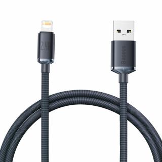 Cablu pentru incarcare si transfer de date Baseus Crystal Shine, USB Lightning, 2.4A, 1.2m, Negru