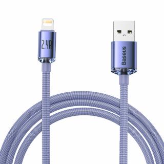 Cablu pentru incarcare si transfer de date Baseus Crystal Shine, USB Lightning, 2.4A, 2m, Mov