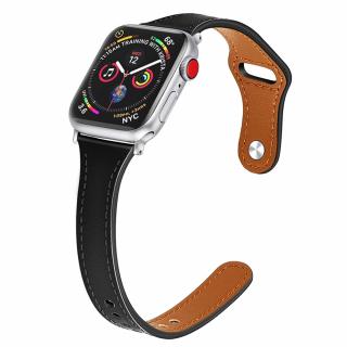 Curea pentru ceas din piele ecologica compatibila cu Apple Watch 1   2   3   4   5   6   7   8   SE 38mm   40 mm   41 mm, Negru