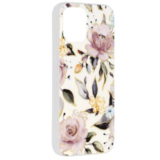 Husa de protectie cu imprimeu floral pentru iPhone 12, Chloe White