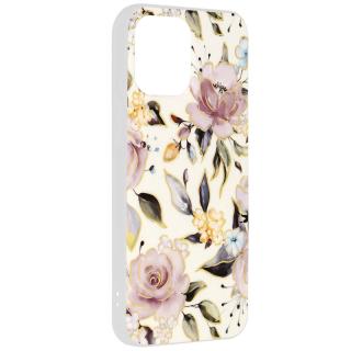 Husa de protectie cu imprimeu floral pentru iPhone 13 Pro Max, Chloe White