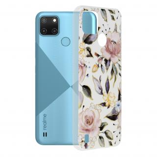 Husa de protectie cu imprimeu floral pentru Realme C21Y   C25Y, Chloe White