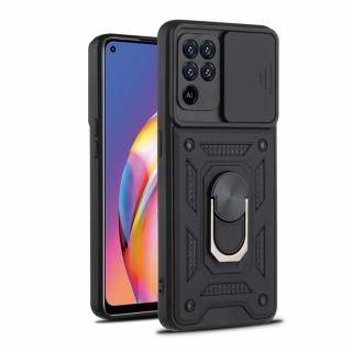 Husa de protectie premium CamShield compatibila cu Oppo A94 4G   Reno5 Lite, inel metalic, protectie camera, antisoc, decupaje precise, Negru