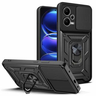 Husa de protectie premium CamShield compatibila cu Xiaomi Redmi Note 12 Pro+, inel metalic, protectie camera, antisoc, decupaje precise, Negru