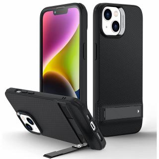 Husa de protectie premium, rezistenta la socuri, stand metalic, compatibila cu iPhone 14   iPhone 13, Negru