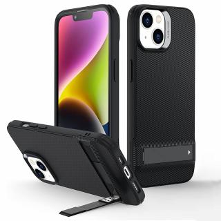 Husa de protectie premium, rezistenta la socuri, stand metalic, compatibila cu iPhone 14 Plus, Negru