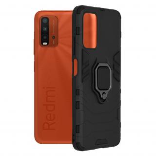 Husa de protectie Silicone Shield cu inel pentru Xiaomi Redmi 9T, Negru