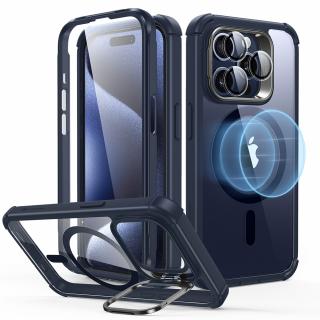 Husa de protectie telefon ESR - Armor Tough Kickstand HaloLock, Functie Stand, Folie Protectie Ecran, compatibila cu Apple iPhone 15 Pro Max, Transparent