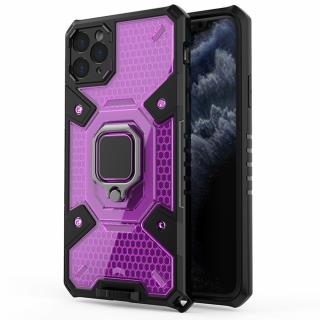 Husa premium antisoc cu design modern, inel metalic, compatibila cu iPhone 11 Pro Max, Roz-Violet