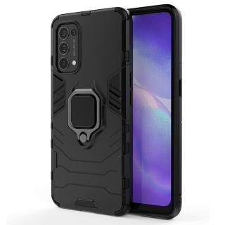 Husa premium din silicon cu inel compatibila cu OPPO Reno 5 Pro, negru