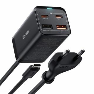 Incarcator profesional cu incarcare rapida 65W GaN3, 2 x USB-C, 2 x USB-A, 5A, Negru