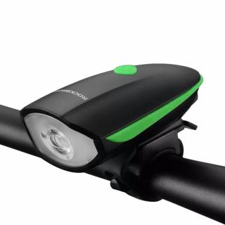 Lanterna bicicleta cu acumulator si claxon RockBros Verde