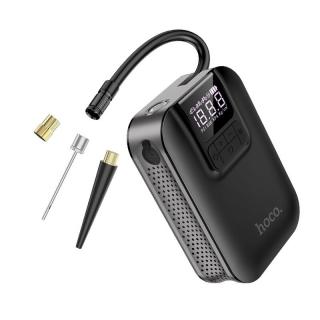 Mini compresor portabil pentru biciclete, motociclete si auto, cu lanterna, 2500 mAh, presiune maxima 3.5 bar. Hoco