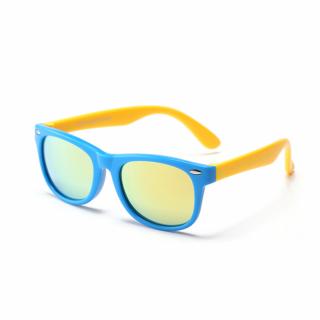 Ochelari de soare polarizati pentru copii, unisex, flexibili si durabili, UV 400, marime universala, Galben Albastru deschis