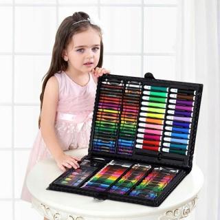 Set 168 piese pentru pictura, pentru copii sau adulti, pixuri de colorat, creioane colorate si vopsele de pictura, cu cutie de depozitare