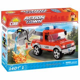 Set de construit Cobi Articulated Boom Truck, colectia Pompieri, 1479, 140 piese