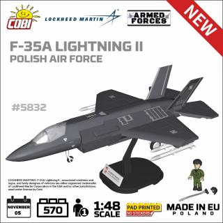 Set de construit Cobi F-35A Lightning II Polish Air Force, colectia Avioane, 5832, 570 piese