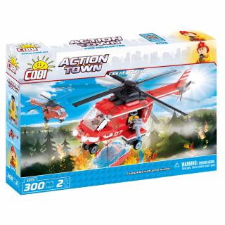 Set de construit Cobi Fire Helicopter, colectia Pompieri, 1473, 300 piese