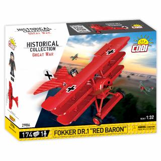 Set de construit Cobi Fokker Dr.1 Red Baron, colectia Avioane, 2986, 174 piese