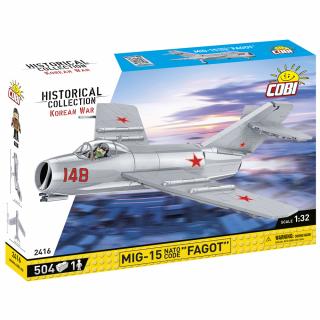 Set de construit Cobi MIG 15 NATO CODE FAGOT, colectia Avioane, 2416, 504 piese