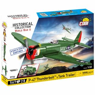 Set de construit Cobi P-47 Thunderbolt si Tank Trailer, colectia Avioane, 5736, 567 piese