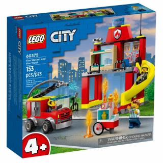 Set de construit LEGO   City, Statie si masina de pompieri, 153 piese