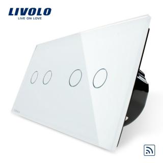 Intrerupator Dublu + Dublu Wireless cu touch Livolo din sticla